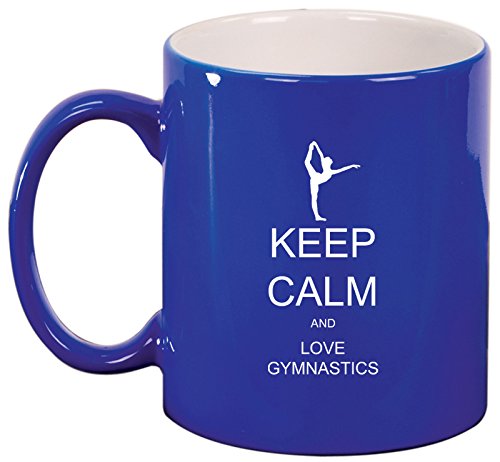 Ceramic Coffee Tea Mug Keep Calm and Love Gymnastics (Blue)