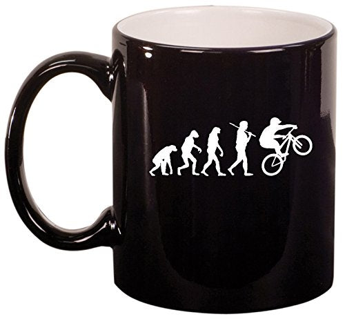 Ceramic Coffee Tea Mug Cup Evolution Mountain BMX Bike (Black)