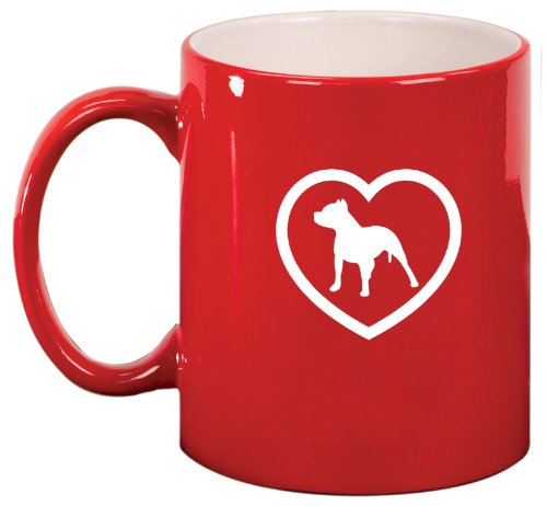 Red Ceramic Coffee Tea Mug Pitbull Heart