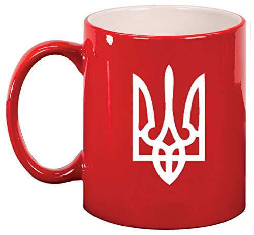 Ceramic Coffee Tea Mug Cup Ukraine Tryzub Trident (Red)