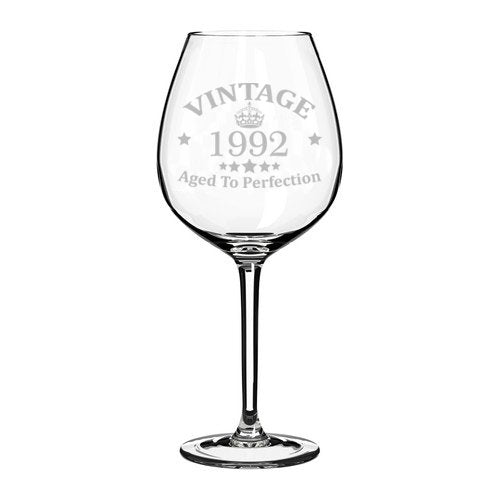 Wine Glass Goblet 26th Birthday Vintage Aged To Perfection 1992 (20 oz Jumbo)