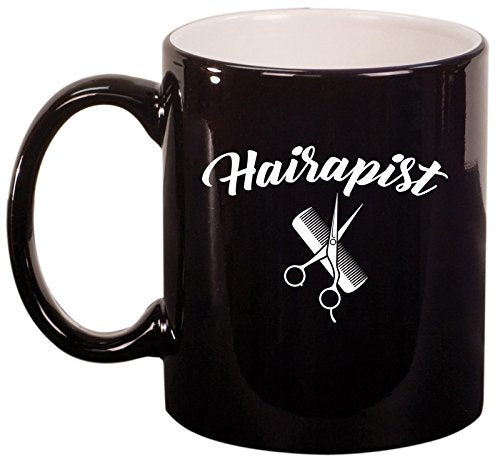 Ceramic Coffee Tea Mug Hairapist Hairdresser Funny (Black)