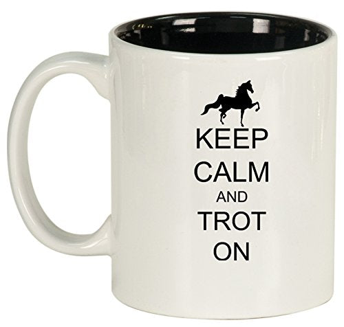 Ceramic Coffee Tea Mug Cup Keep Calm and Trot On Horse (White)