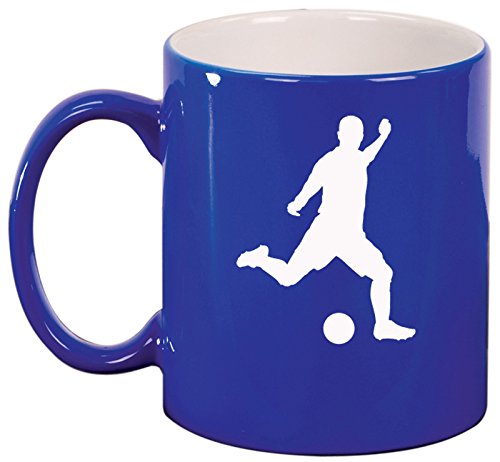 Ceramic Coffee Tea Mug Cup Soccer Player (Blue)