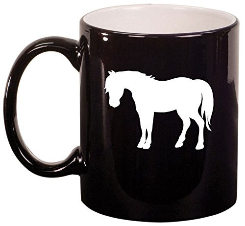 Ceramic Coffee Tea Mug Cup Pony (Black)