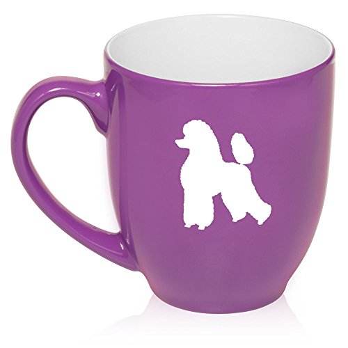 16 oz Large Bistro Mug Ceramic Coffee Tea Glass Cup Poodle (Purple)