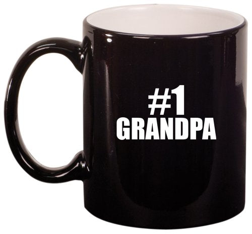 #1 Grandpa Ceramic Coffee Tea Mug Cup Black Gift for Grandpa