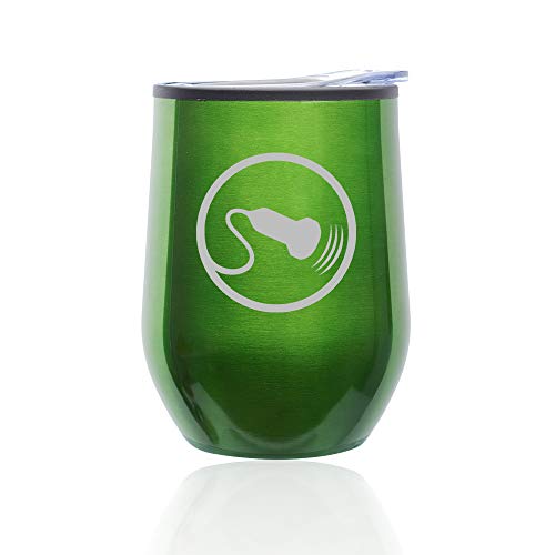 Stemless Wine Tumbler Coffee Travel Mug Glass With Lid Sonography Sonographer Ultrasound (Green)