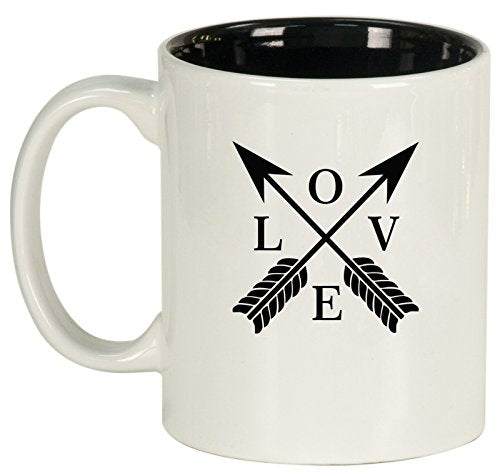 Ceramic Coffee Tea Mug Cup Love Arrows (White)