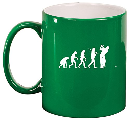 Ceramic Coffee Tea Mug Cup Evolution Golf (Green)