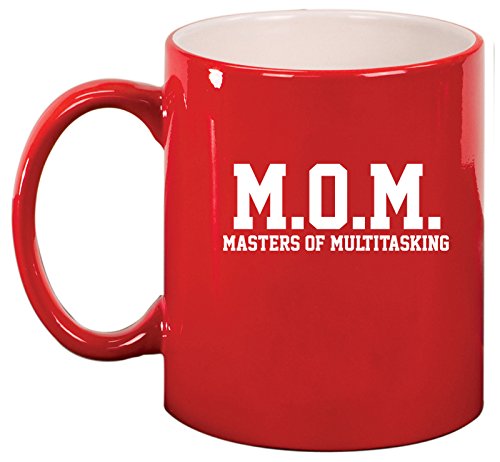 MOM Masters of Multitasking Ceramic Coffee Tea Mug Cup (Red)