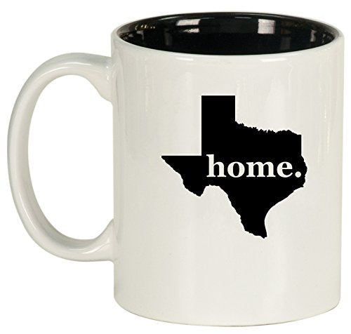 Ceramic Coffee Tea Mug Cup Texas Home (White)