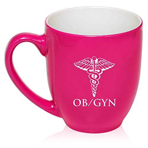 16 oz Large Bistro Mug Ceramic Coffee Tea Glass Cup OB GYN Obstetrics And Gynecology (Hot Pink)