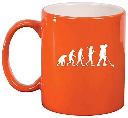 Ceramic Coffee Tea Mug Cup Evolution Hockey (Orange)