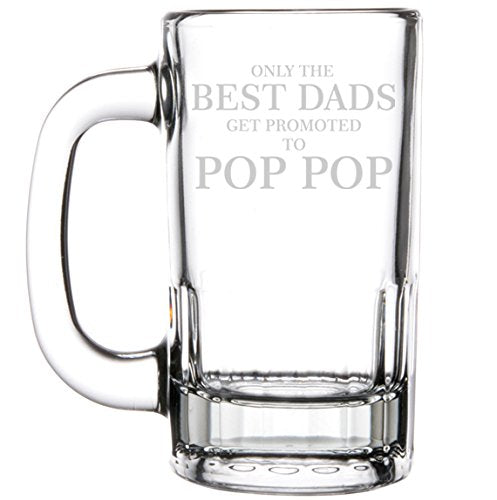 12oz Beer Mug Stein Glass Grandpa Only The Best Dads Get Promoted To Pop Pop