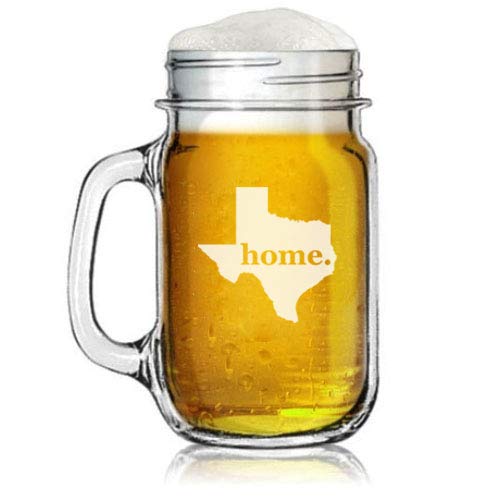 16oz Mason Jar Glass Mug w/Handle Texas Home