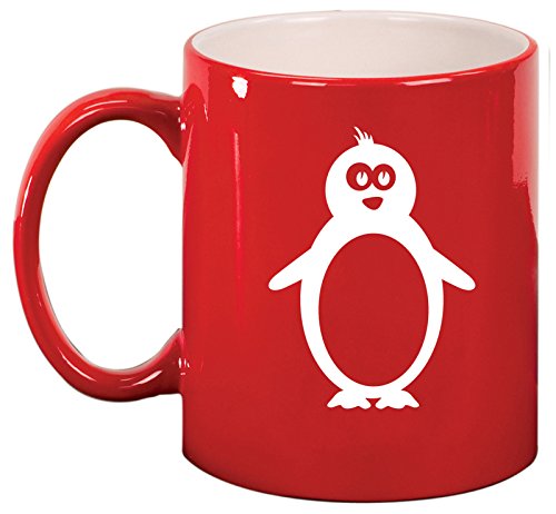 Ceramic Coffee Tea Mug Cup Penguin (Red)