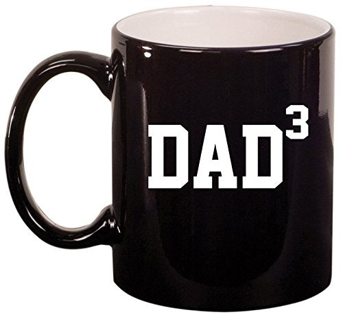 Ceramic Coffee Tea Mug Cup DAD x3 Cubed Father Of 3 (Black)