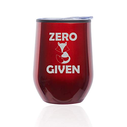 Stemless Wine Tumbler Coffee Travel Mug Glass With Lid Zero Fox Given Funny (Red)