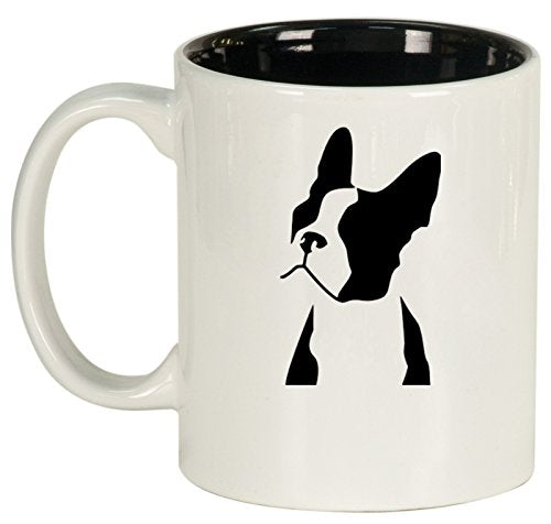 Ceramic Coffee Tea Mug Cup Boston Terrier Face (White)