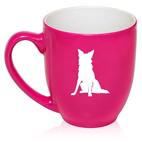 16 oz Large Bistro Mug Ceramic Coffee Tea Glass Cup Border Collie (Hot Pink)