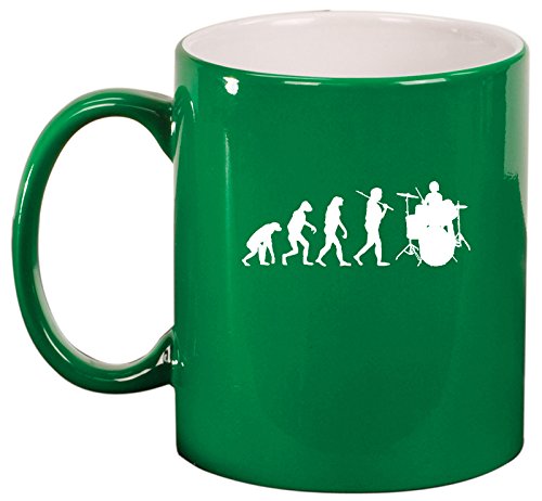 Ceramic Coffee Tea Mug Cup Evolution Drummer (Green)
