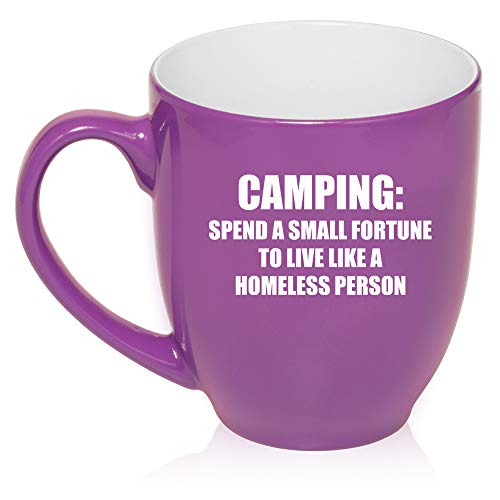 16 oz Large Bistro Mug Ceramic Coffee Tea Glass Cup Camping Homeless Funny (Purple)