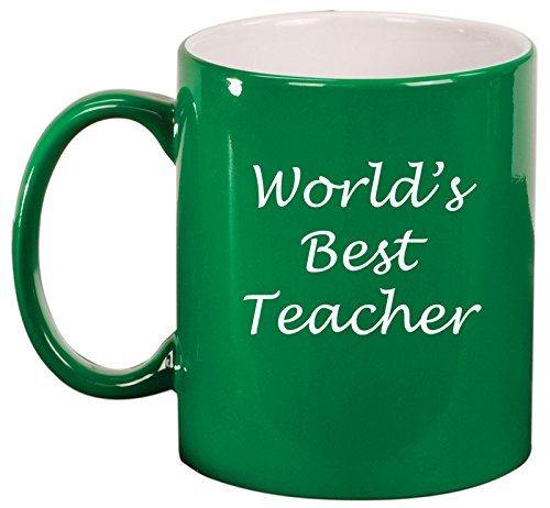 Ceramic Coffee Tea Mug World's Best Teacher (Green)