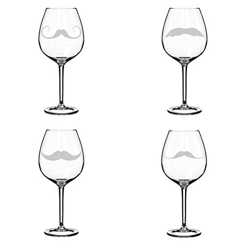 Set of 4 Wine Glass Goblet Mustache Set (20 oz Jumbo)