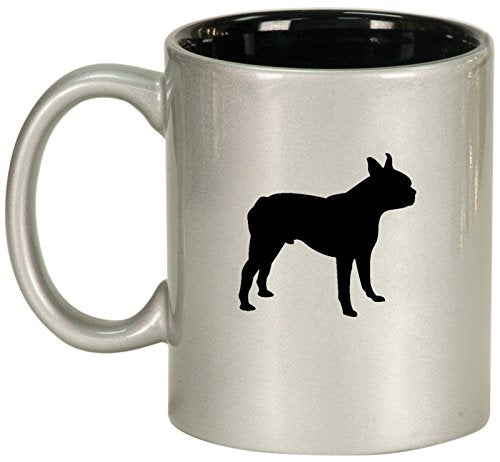 Ceramic Coffee Tea Mug Boston Terrier (Silver)