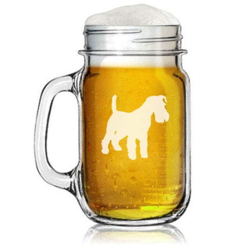 16oz Mason Jar Glass Mug w/Handle Miniature Schnauzer
