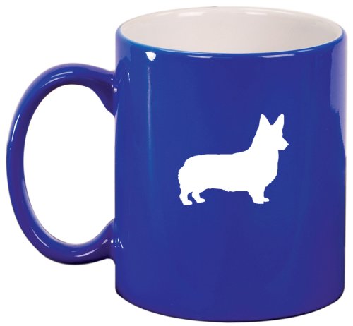 Blue Ceramic Coffee Tea Mug Corgi Puppy Dog