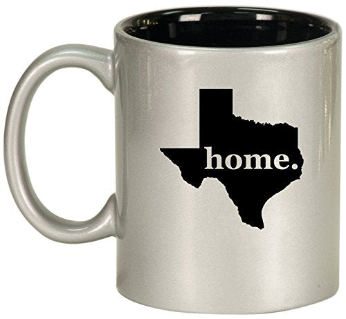 Ceramic Coffee Tea Mug Cup Texas Home (Silver)