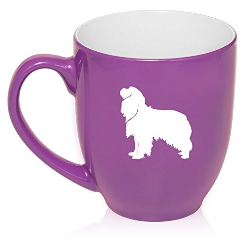 16 oz Large Bistro Mug Ceramic Coffee Tea Glass Cup Cavalier King Charles Spaniel (Purple)