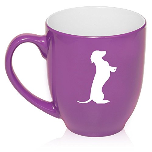 16 oz Large Bistro Mug Ceramic Coffee Tea Glass Cup Dachshund Standing (Purple)
