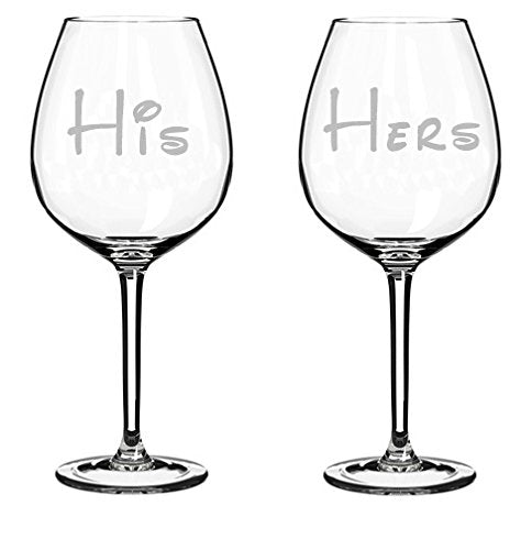Pair of Wine Glasses (2) His and Hers (20 oz Jumbo)