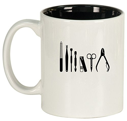 Ceramic Coffee Tea Mug Cup Manicurist Tool (White)