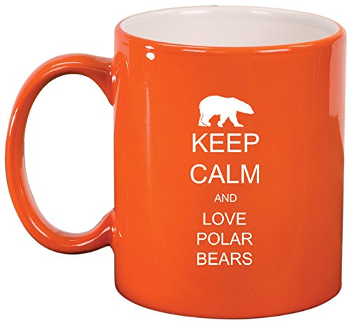 Ceramic Coffee Tea Mug Keep Calm and Love Polar Bears (Orange)