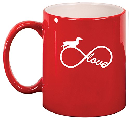 Ceramic Coffee Tea Mug Infinity Love Dachshund (Red)