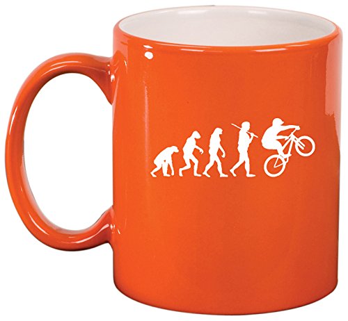 Ceramic Coffee Tea Mug Cup Evolution Mountain BMX Bike (Orange)
