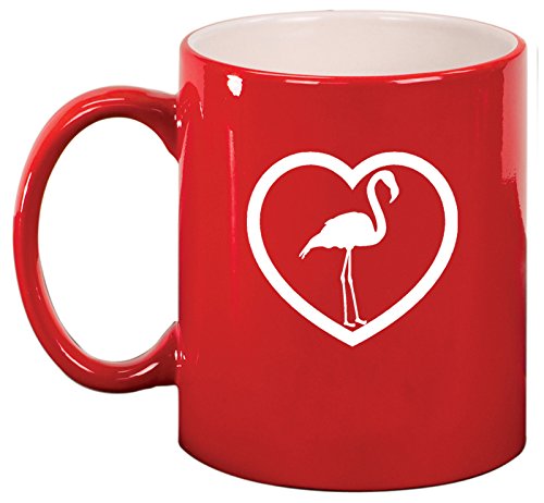 Ceramic Coffee Tea Mug Heart Flamingo (Red)