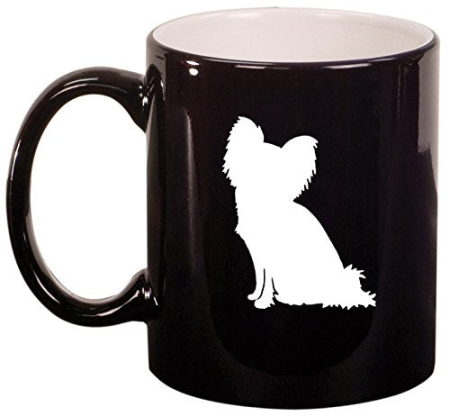 Ceramic Coffee Tea Mug Cup Papillon (Black)