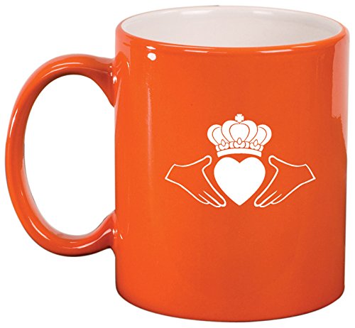 Ceramic Coffee Tea Mug Irish Claddagh (Orange)