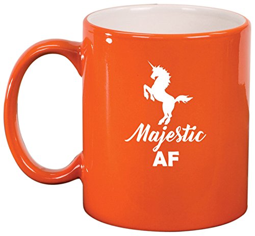 Ceramic Coffee Tea Mug Cup Majestic AF Unicorn (Orange)