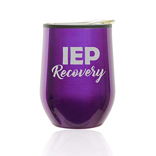 Stemless Wine Tumbler Coffee Travel Mug Glass With Lid IEP Recovery Special Education Teacher (Royal Purple)