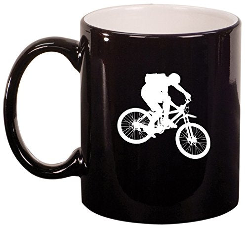 Ceramic Coffee Tea Mug Cup Mountain Biker Bike (Black)