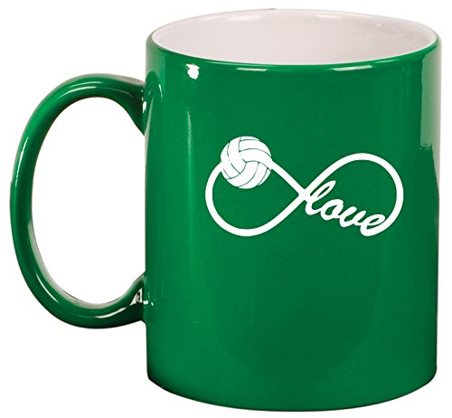 Ceramic Coffee Tea Mug Cup Infinity Infinite Love Volleyball (Green)