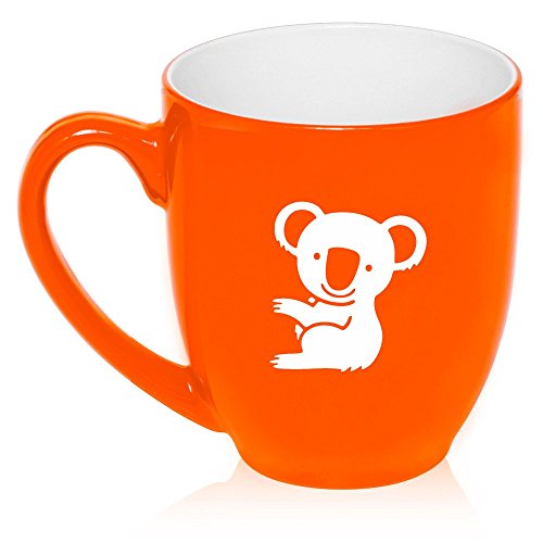 16 oz Large Bistro Mug Ceramic Coffee Tea Glass Cup Koala Bear (Orange)