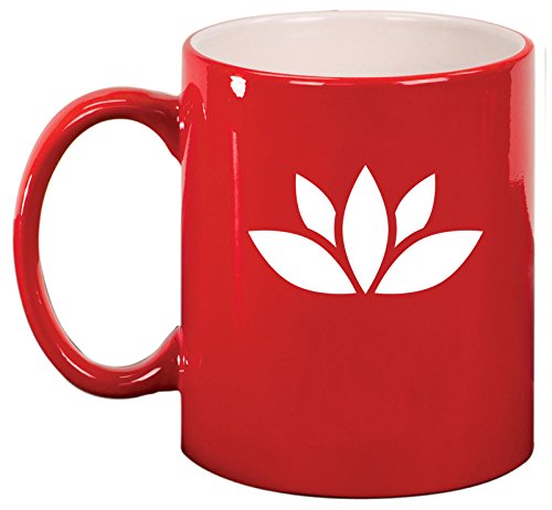 Ceramic Coffee Tea Mug Cup Yoga Lotus Icon (Red)