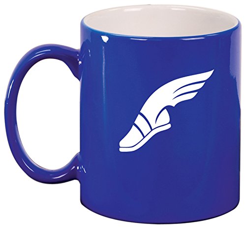 Ceramic Coffee Tea Mug Track and Field Wing Shoe (Blue)